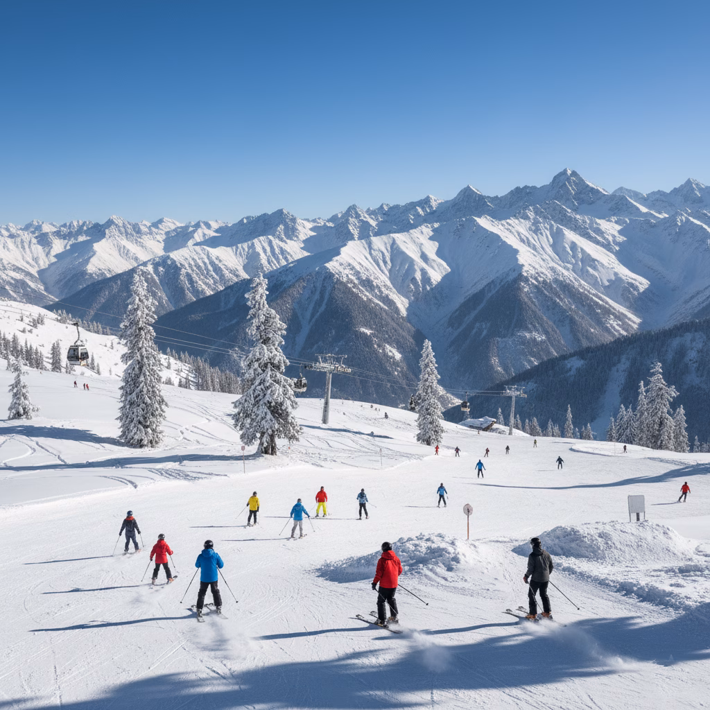 Snowy slopes of Gulmarg – breathtaking places in Kashmir to visit
