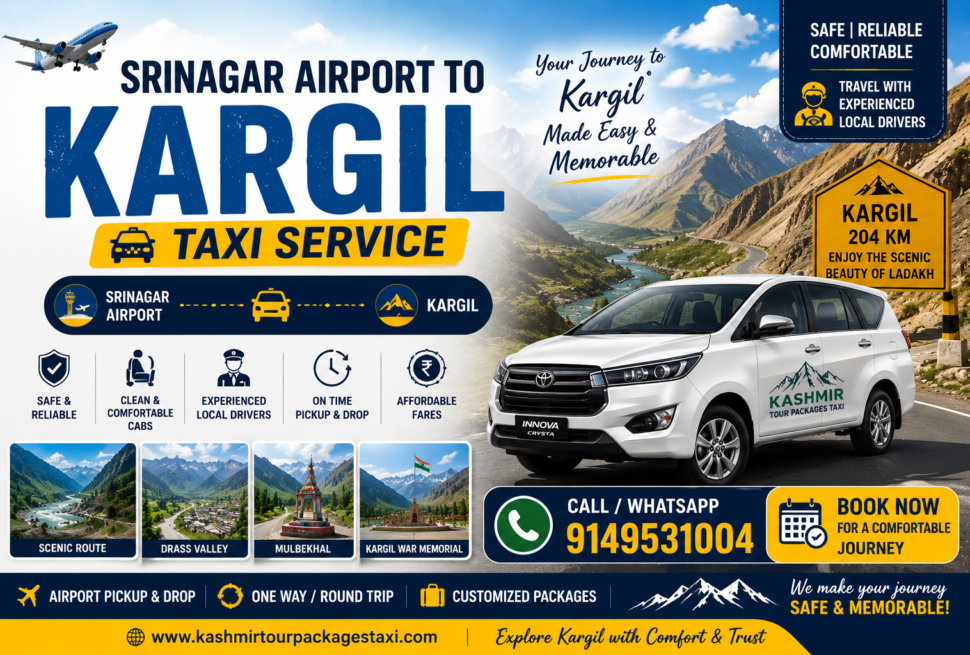 Srinagar Airport to Kargil Taxi Service