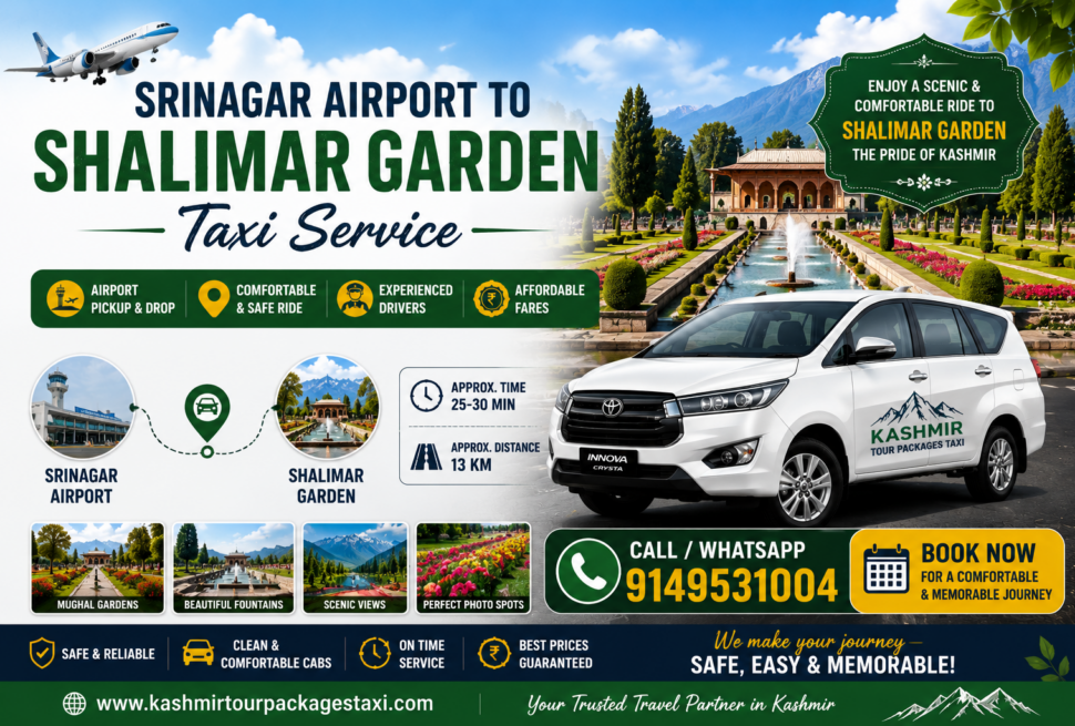 srinagar airport to shalimar garden taxi